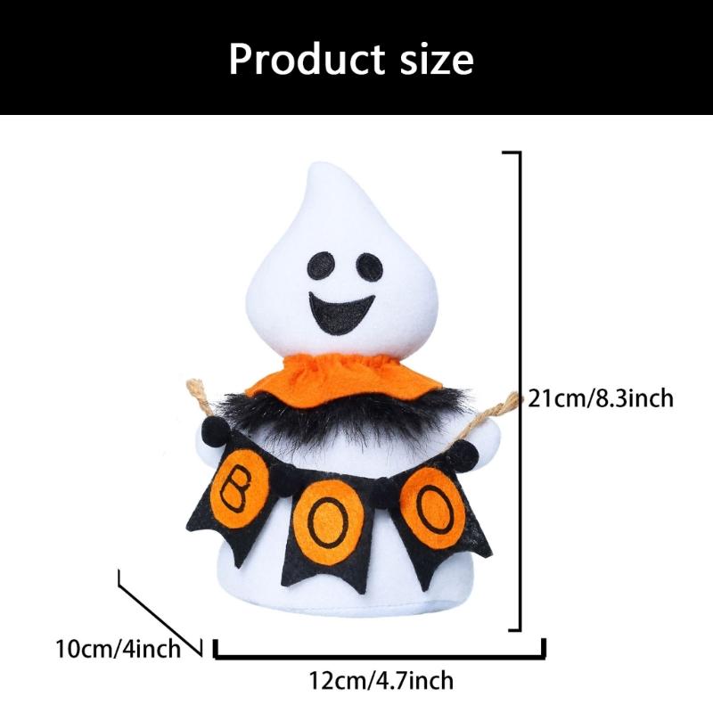 Cartoon White Ghostly Doll Plush Fabric Stuffing Animal Ornament Decors For Halloween Christmas Shelf Car Display