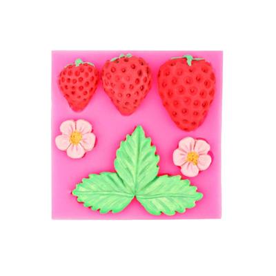 1PC Silicone Mold Cake Decorating Tool Pink Strawberry Flower Leaf Fondant  Sugarcraft Chocolate Gumpaste Mold Resin Clay Tool