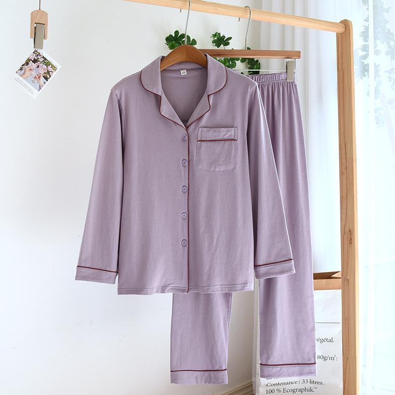 "Unisex-Langarm-Pyjama-Set aus Baumwolle - Leichte, einfarbige Strickjacke in Übergröße"