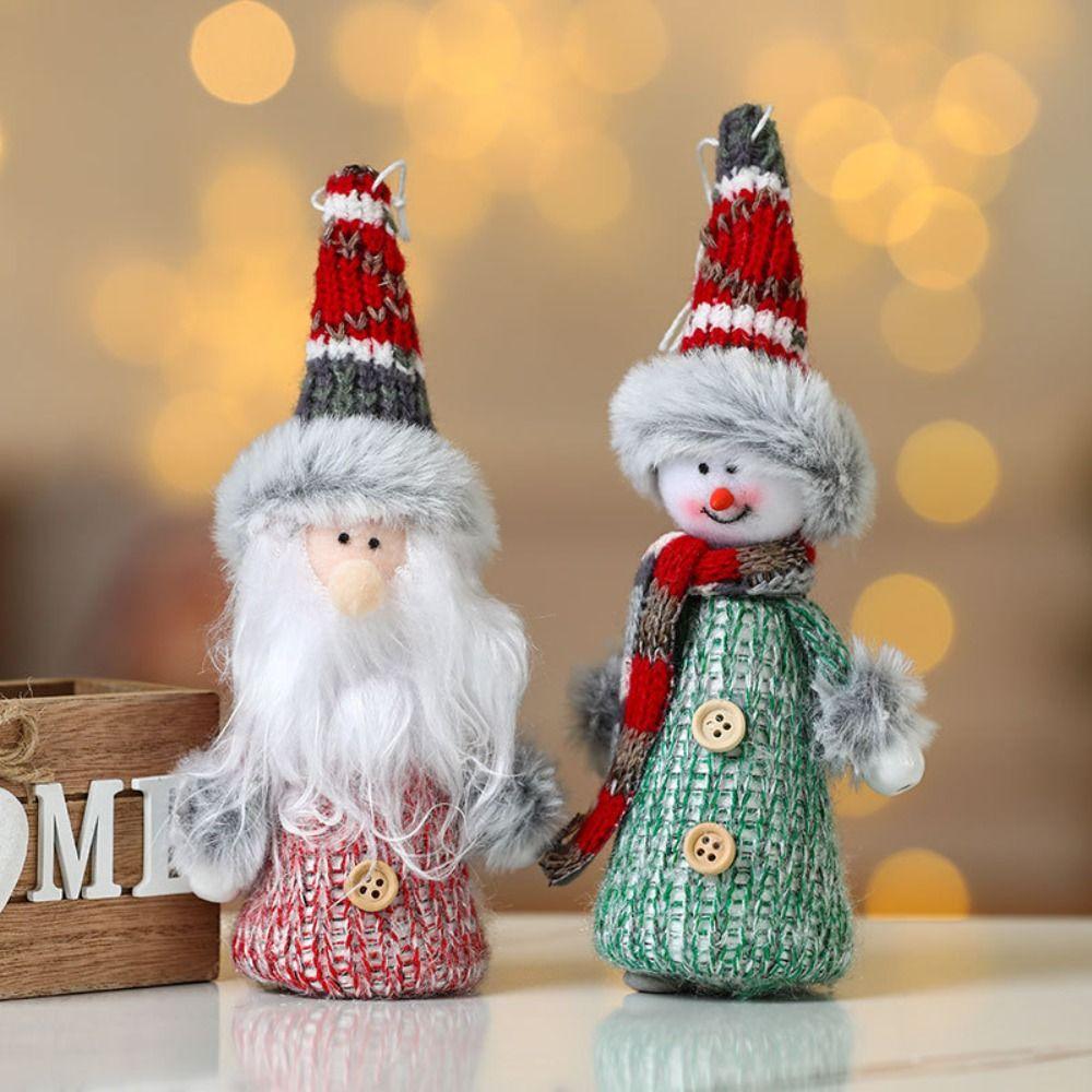 

2pcs Unique Christmas Plush Dolls Cloth Santa Claus Figurine Keychain