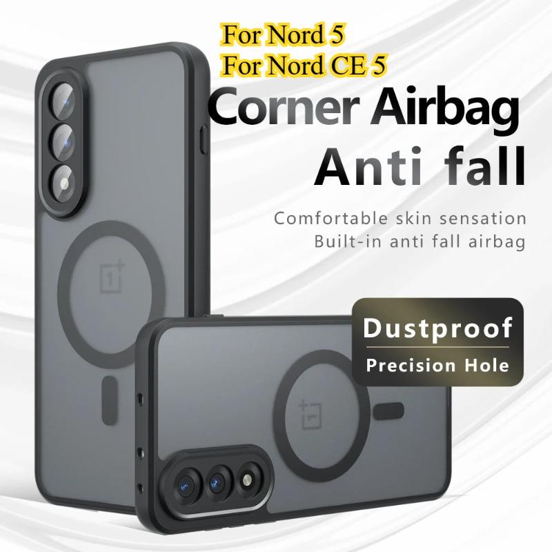 Matte PC+TPU Edge Case for OnePlus Nord 5 CE5 Luxury Armor Magsafe Wireless Charging Back Cover for One Plus ACE 5 Ultra Racing