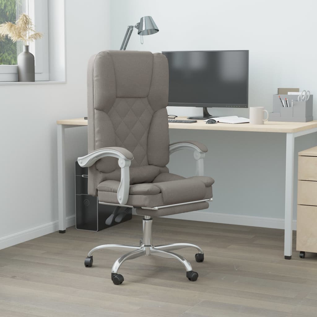 Office Chair with Massage Function Taupe Fabric
