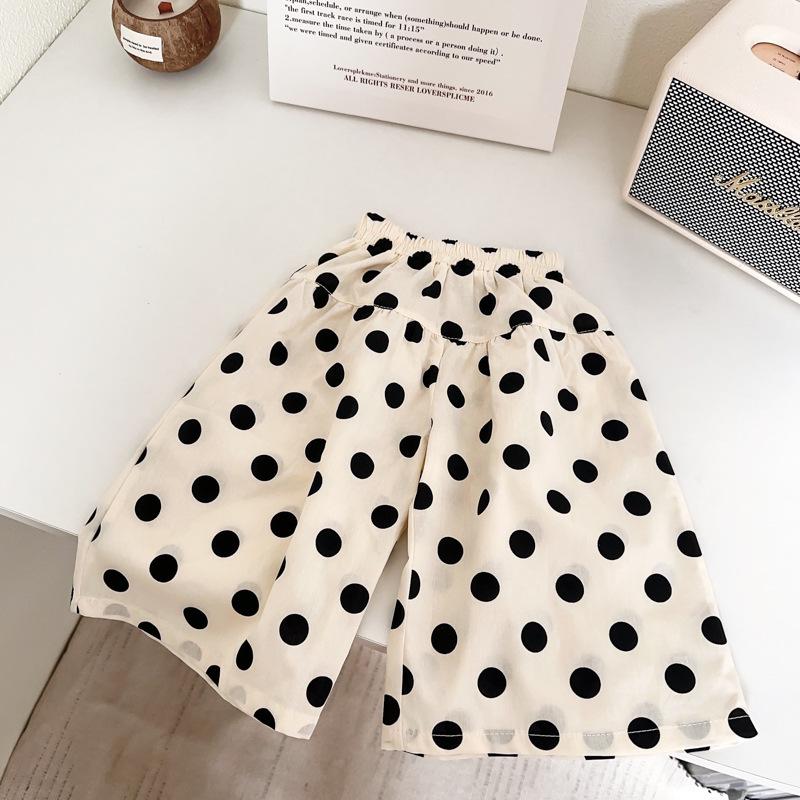 Girls' Mori Style Polka Dot Babydoll Tank & Wide Leg Pants Set