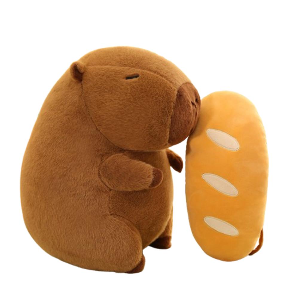 With Croissant Bread Capybara Plush Toys Fluffy Stuffed Capybara Doll  Home Decor Gifts
