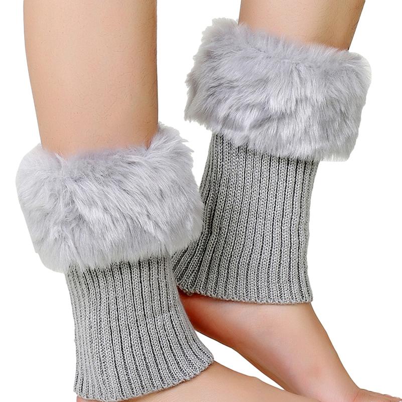 Toppere de iarnă pentru cizme din blană artificială și tricot pentru femei cu manșete tricotate confortabile