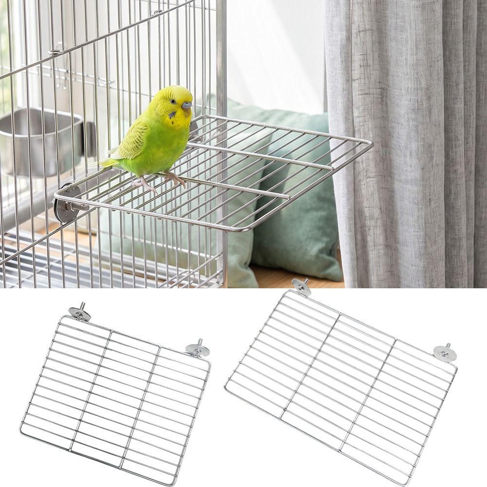 Moisture Proof Metal Grid Perch Stand Bird Cage Activity Platform Small Medium Birds