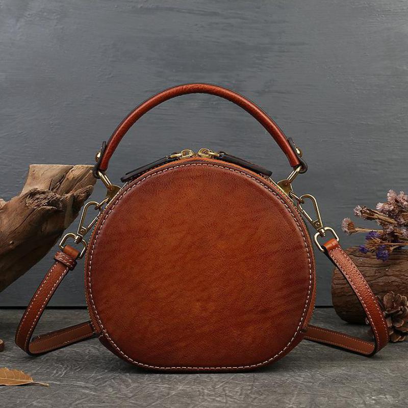 Rabbit Embossed Handbag Genuine Leather Retro Women Bag Versatile Real Cowhide Handmade Shoulder Bags