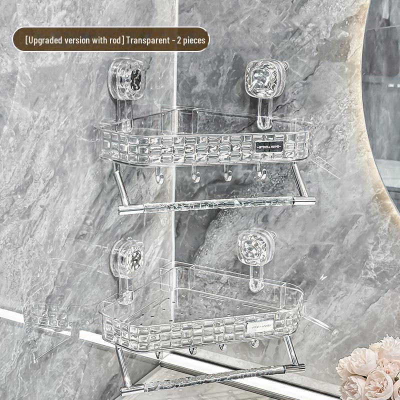Punch-Free Bathroom Shower Storage Rack - Suction Cup Wall-Mounted Organizer