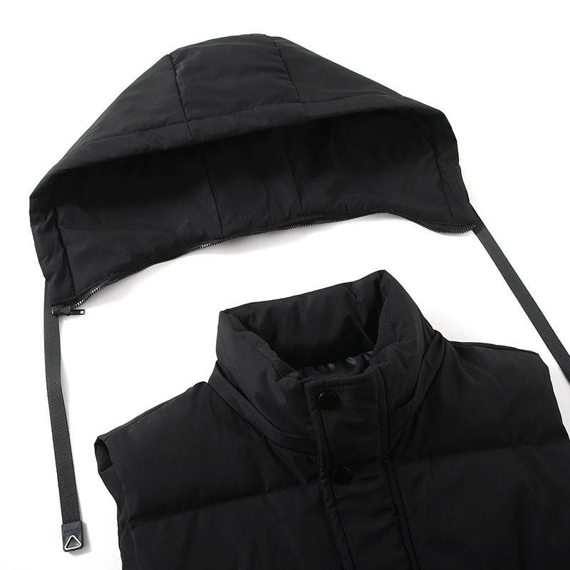 Mens Padded Vest Hooded Cotton Warm Sleeveless Jacket Loose Fit Casual Outerwear Youth