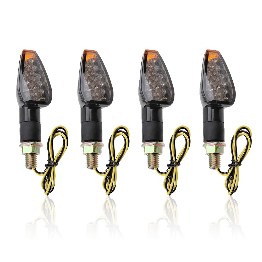 Motorcycle Turn Signals,14LED Front Rear Blinkers,12V Motorcycle Turn Signal Light for Yamaha Kawasaki (Smoked Black Shell)