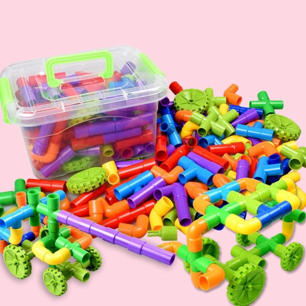 DIY Water Pipe Building Blocks Assembly Design Plastic Construction Educational Toys Splicing Pipes Montessori Building Blocks