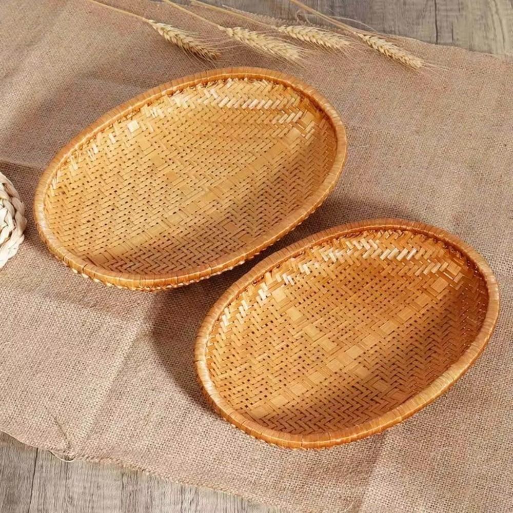 Wicker Material Woven Bread Basket Handmade Vegetable Storage Tray  Kitchen Use