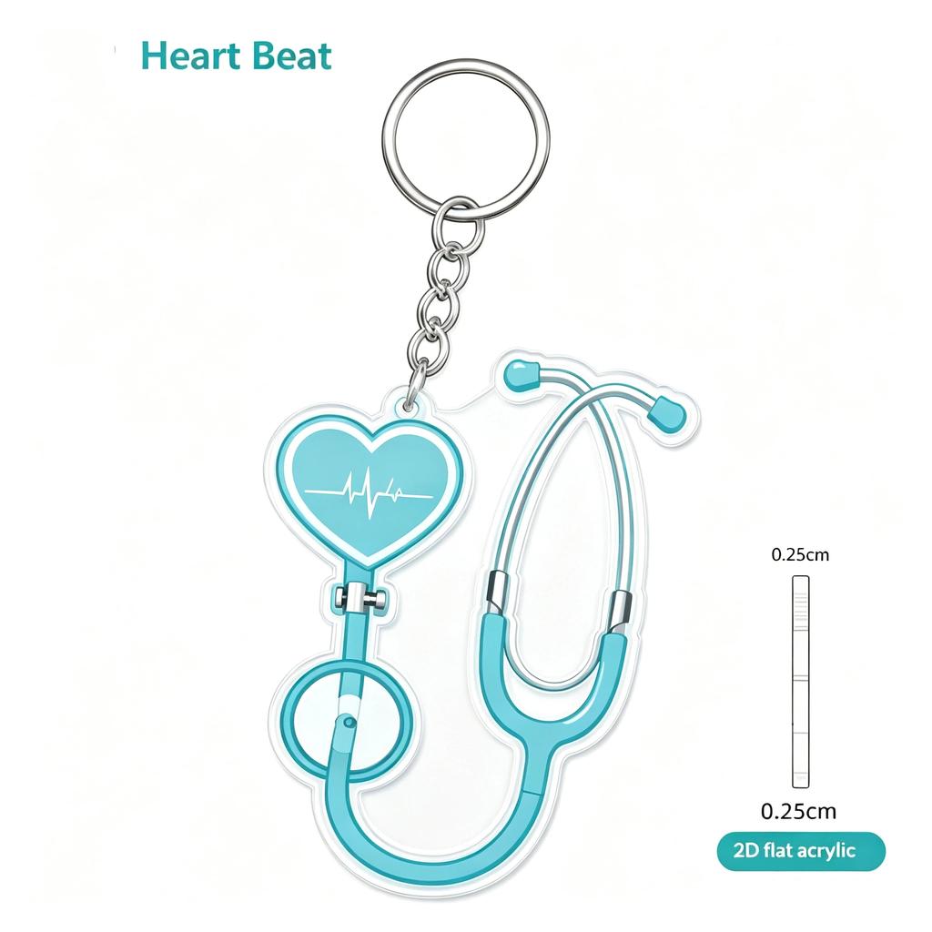 Acrylic Stethoscope Keychain 2D Adorable Design for Nurses Doctors Bag Charm Pendant Gift Souvenir