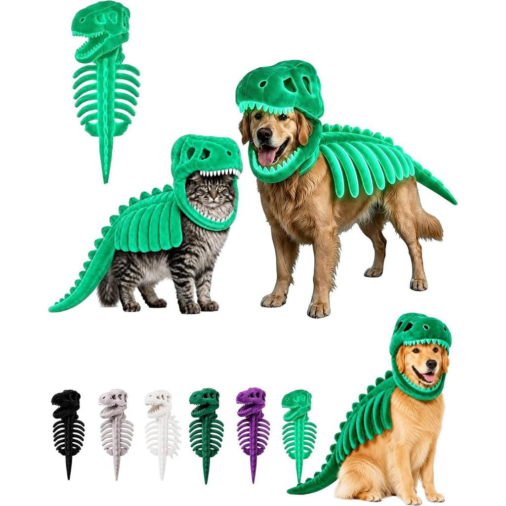 Pet dinosaur skeleton-shaped clothing, soft plush material, 3D three-dimensional tailoring, suitable for cat and dog dress-up clothing, suitable