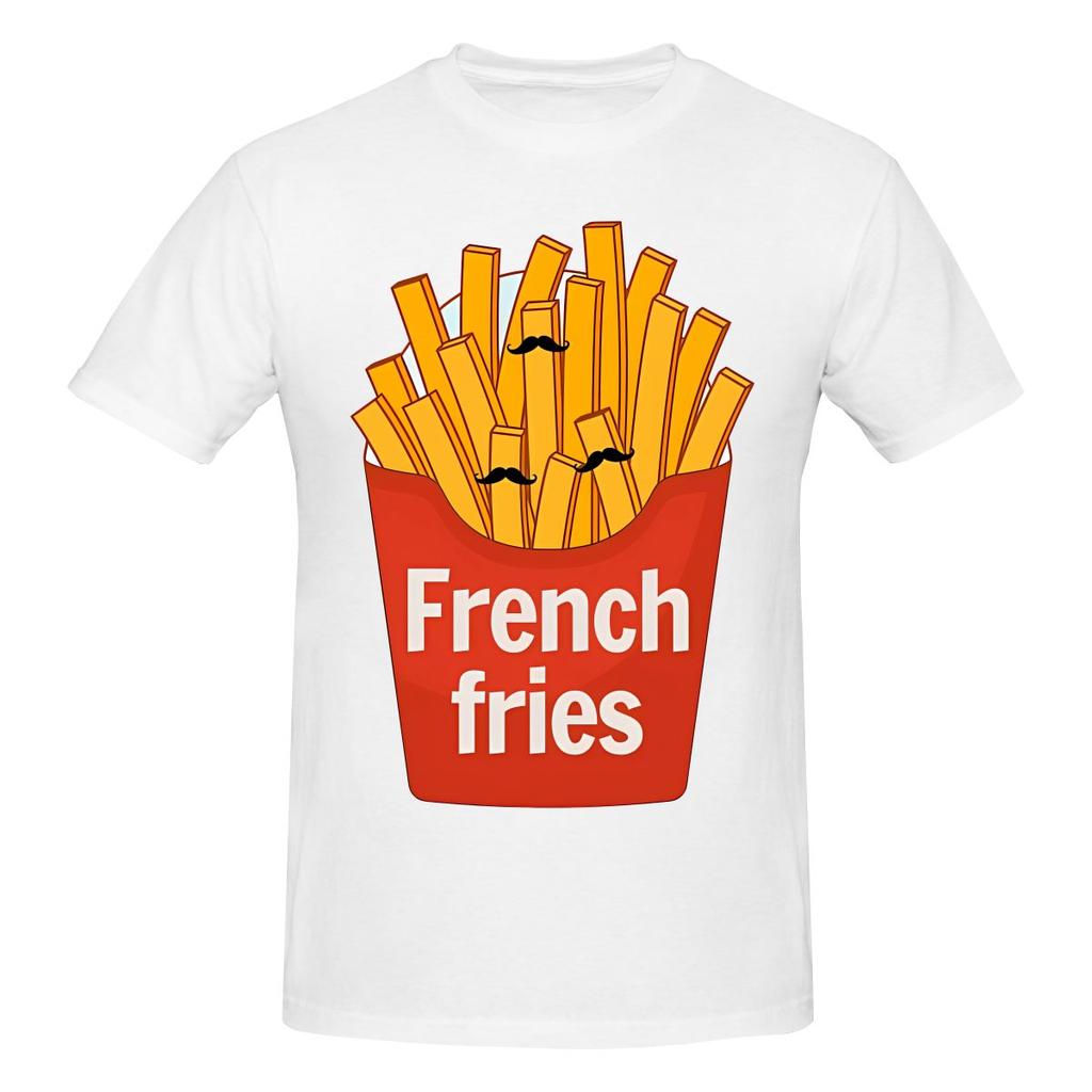 French Fries Fast Food Pun Moistureabsorbing And Breathable Tshirt Distressed Retro Youthful Feeling Tee