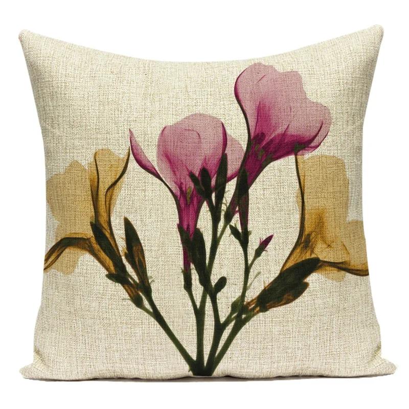 Colorful Flowers Throw Pillow Cover For Office Home Decor Sofa Car Cushion Cover Floral Print Pillow Case Square Cushion Case