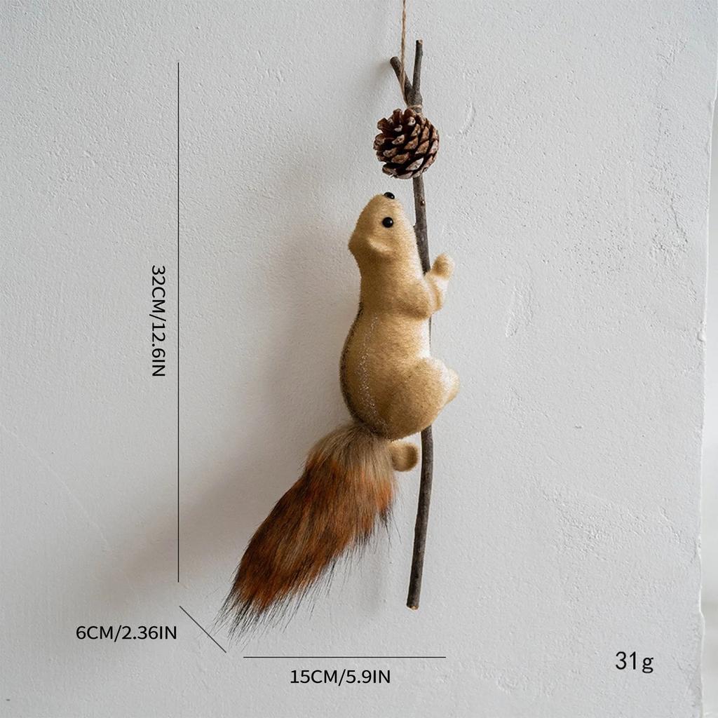 Christmas Squirrel Ornament Ball Christmas Tree Pendant Party Decoration Cute Hairy Ornament Christmas Tree 3D Hanging Decor