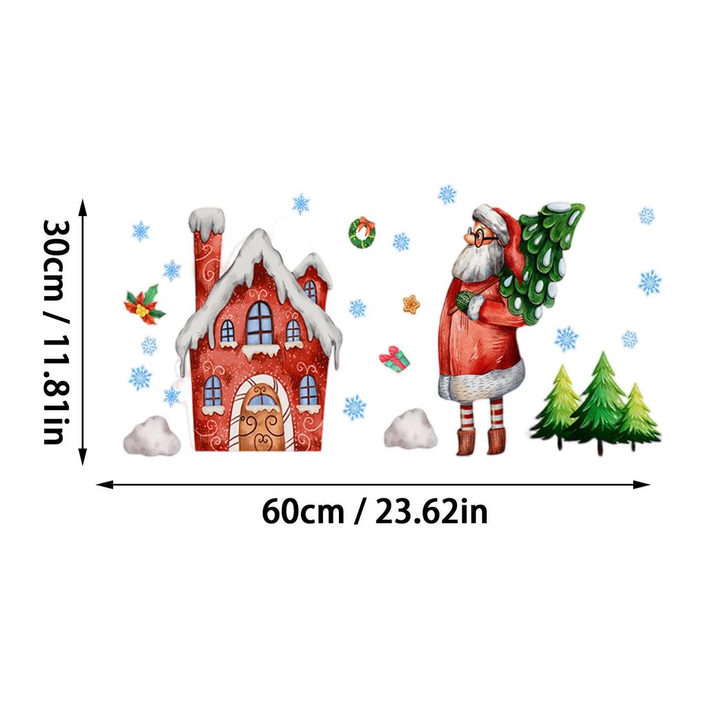 Merry Christmas Wall Sticker Santa Snowflake Window Decoration PVC New Year Christmas Removable Navidad Gift Home Decor