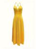 Dames Zomer Spaghetti Bandjes V-Hals Backless Maxi Jurk, Mouwloos