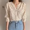 Spring Women Chiffon Shirt Korean Fashion Long Sleeve White Shirts Women Streetwear Office Blouse Elegant Lady Heart Print Tops