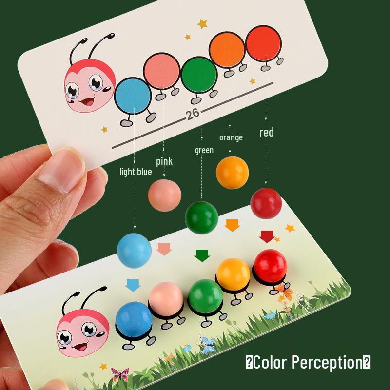 Montessori Bead Clamping & Color Recognition Caterpillar Toy for Early Education