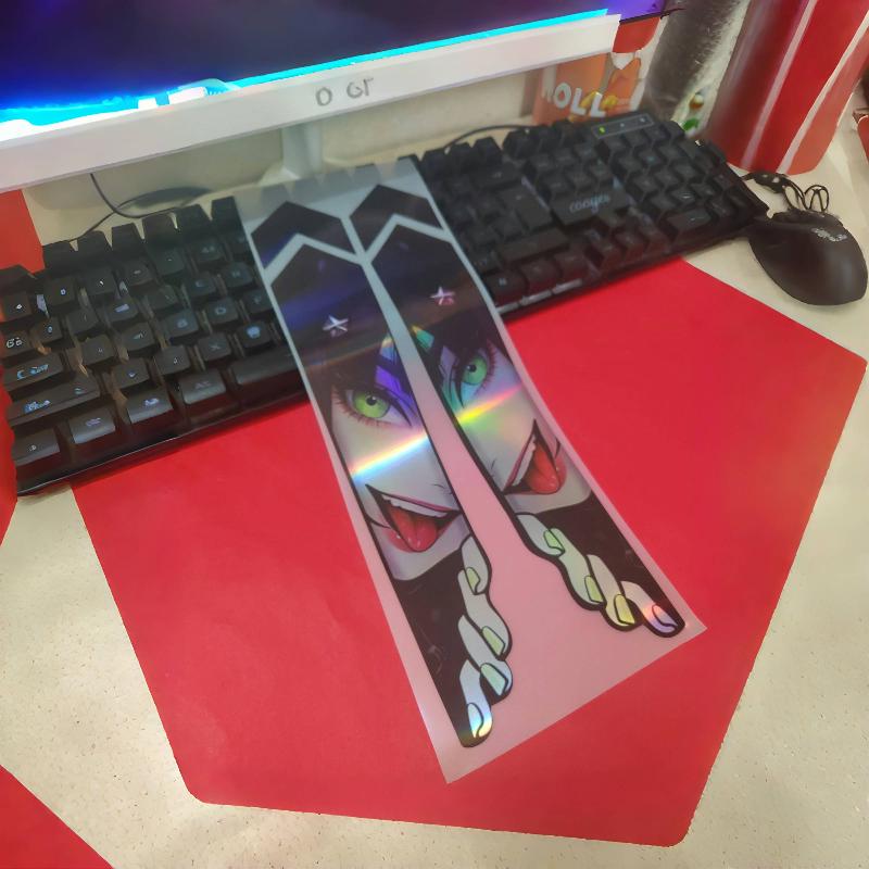 1 Paar Wasserdichte Dekoration Für Motorrad Gabelaufhängung Langlebige Vinyl-Aufkleber Peekendes Anime-Mädchen Motorrad-Aufkleber