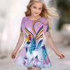 Girls 3D Print Dresses Kids Girl Party Short Sleeve Princess Dress Tank 3D  Interesting Cartoon  Print Dress