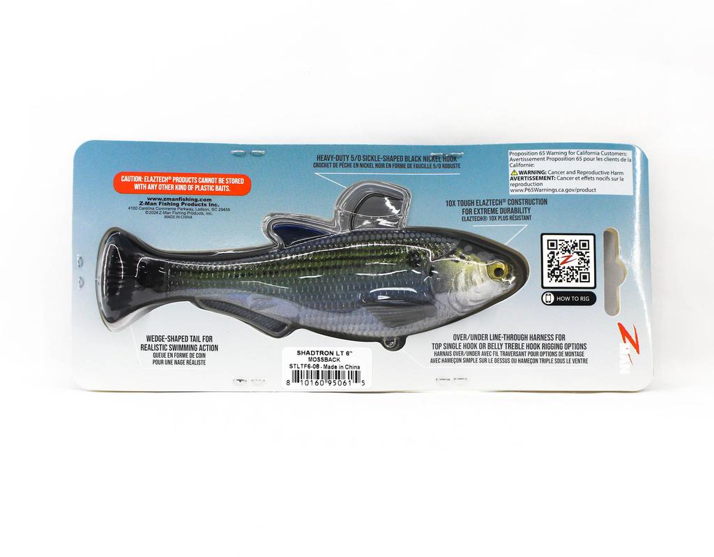 Zman Soft Lure Shadtron LT Swimbait 6 Inch Mossback (0615)