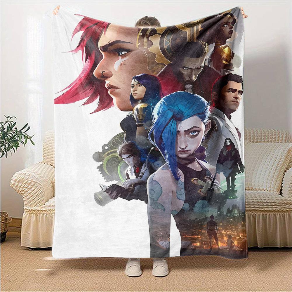 1pc Blanket - League of Legends Jinx Print Design,Lightweight Blanket for Sofa,Bed- Soft &Warm,Gift for All Seasons