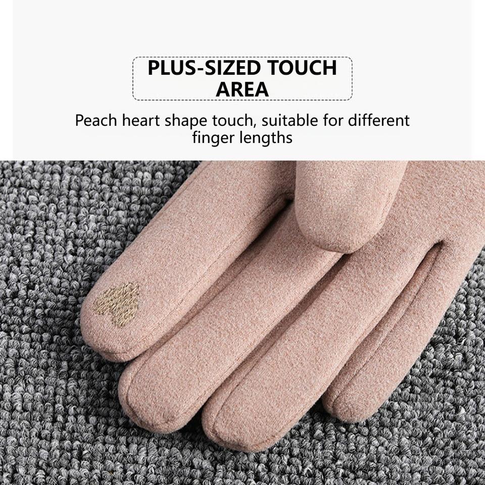 Loogdeel Fashion Warm Suede Outdoor Guantes Lady Touchscreen Driving Gloves Sports Cycling Mitten Women Winter Thick Plush Glove