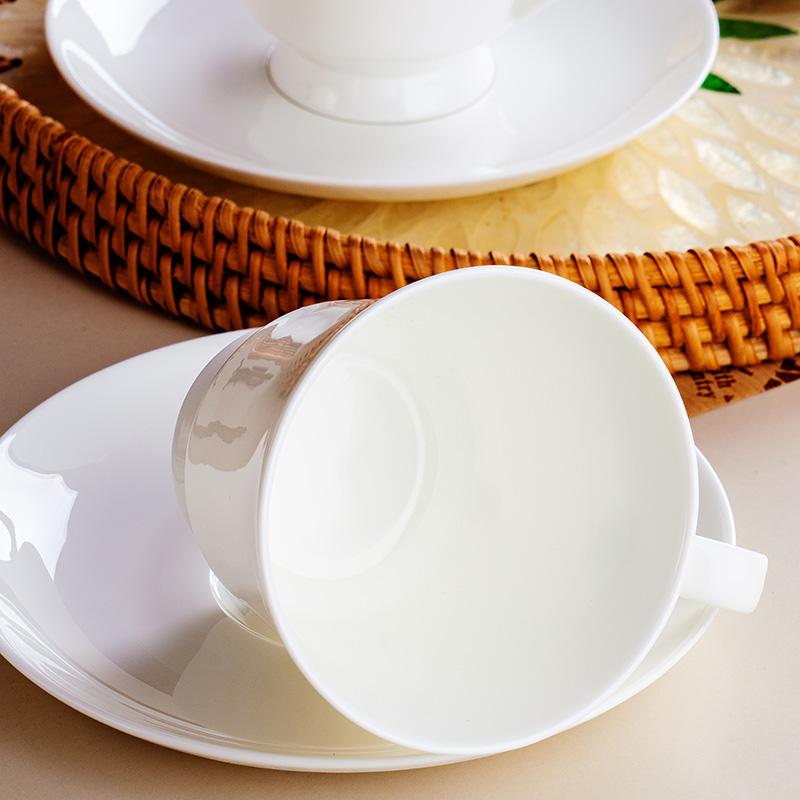 Household Bone China Cup Dish Set 250ml New High Aesthetic Underglaze Colour White Tea Mugs With Scoop Nordic Solid Ceramic Cup