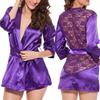 Women Lingerie Robe Satin Silk Lace Trim Sexy Kimono Robes Set Sleepwear