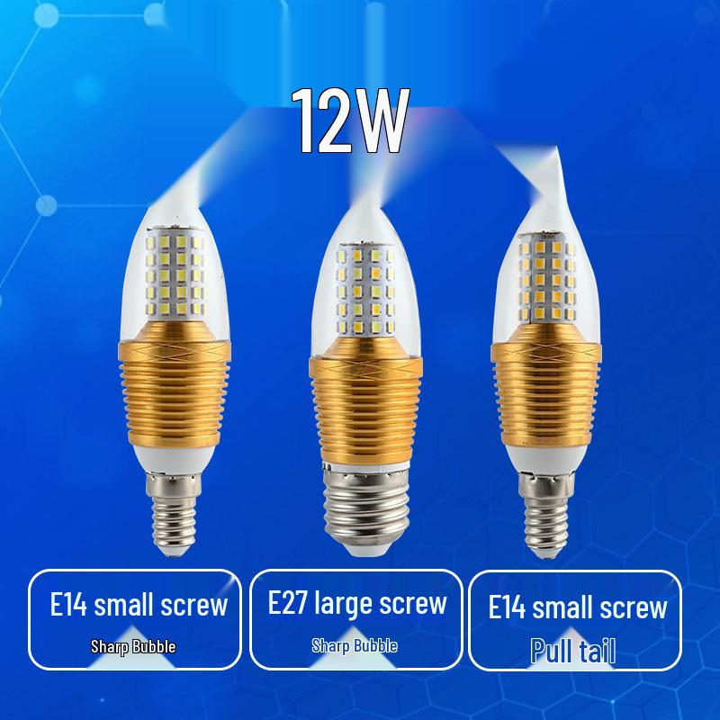 E14 LED Chandelier Candle Bulb with Pointed Tip, E27 Screw Base