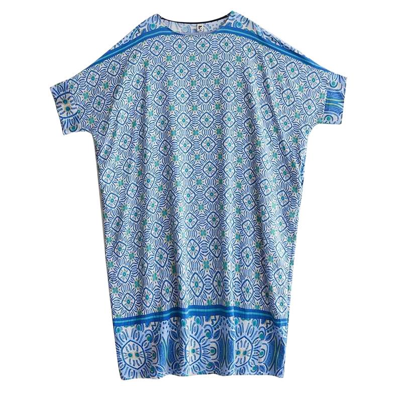 Summer Dress with Round Neck and Loose Shoulder Sleeves