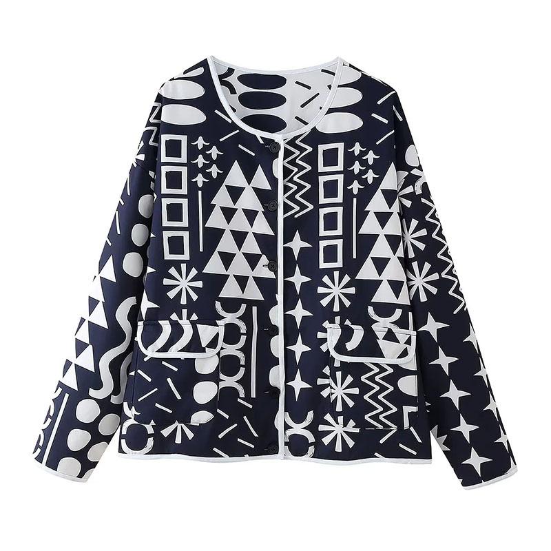 

Женская новая модная хлопковая куртка с двусторонним круглым вырезом и длинными рукавами M темно-синий