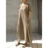 Fashion Women Dress Ladies Skirt Ice Silk Wrinkle Loose Plus Size Round Neck Short Sleeve Dress