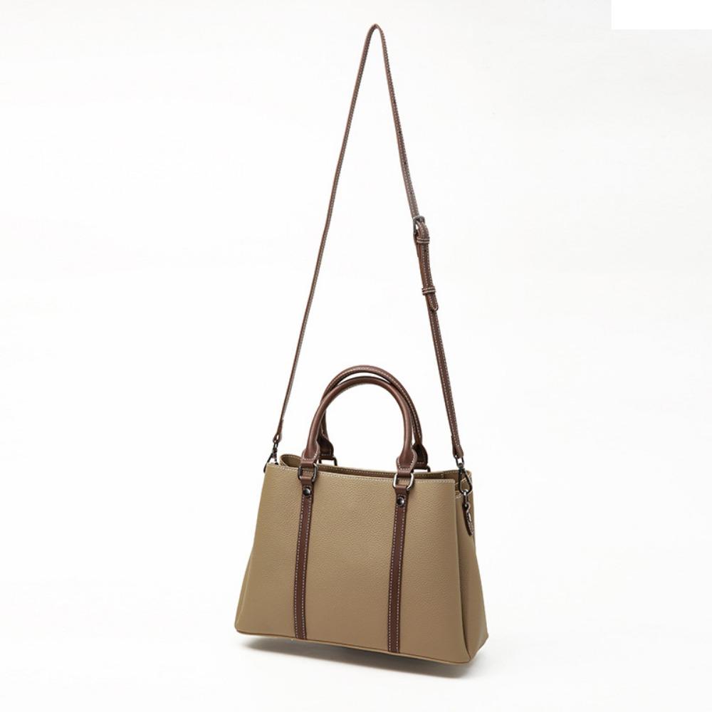 One Shoulder Messenger Bag Large Capacity Contrasting Bag First Layer Cowhide Handbag Versatile Leather Women's Bag