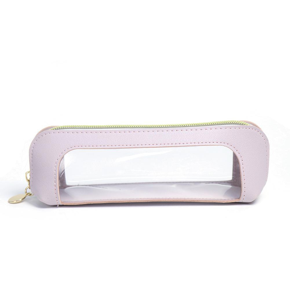 Transparent Waterproof PU Pencil Case Window Cosmetic Brush Storage Bag Travel Cosmetic Brush Box with Zipper Storage Bag