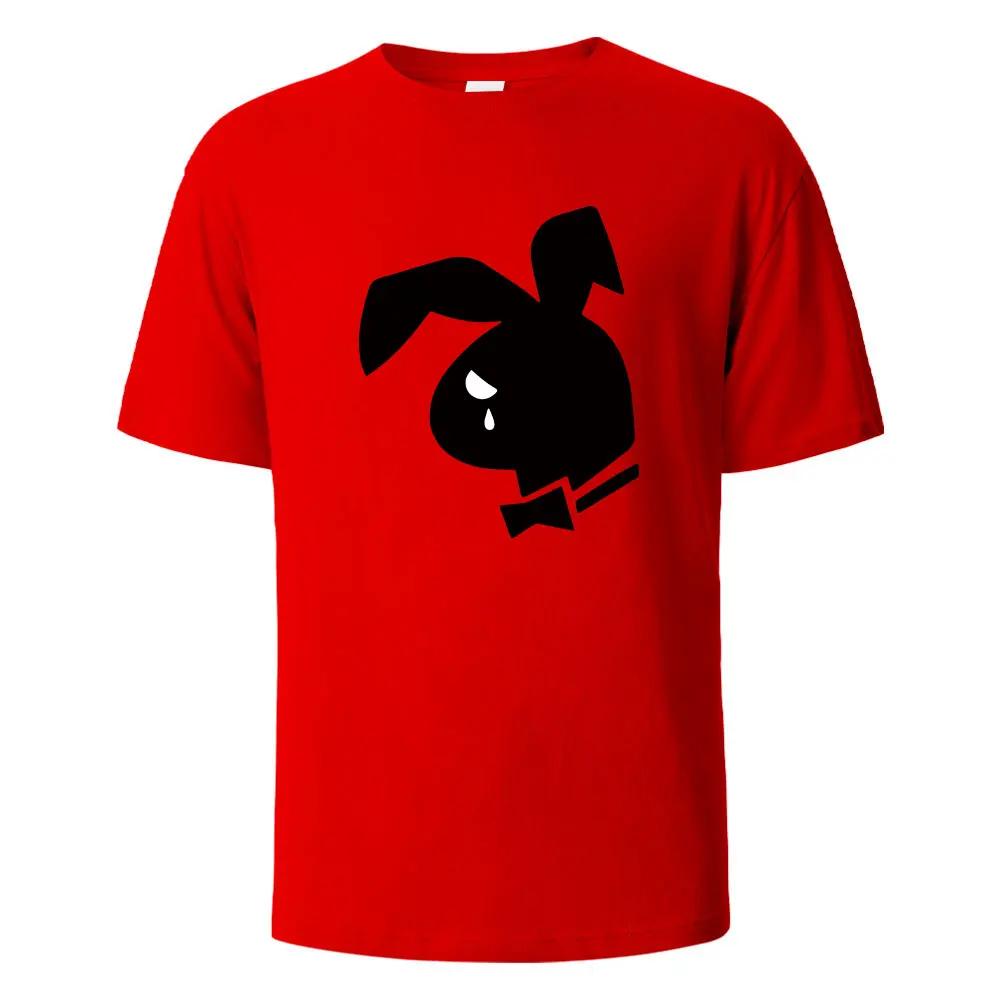 Weep Rabbit Street Lustiges T-Shirt Für Herren Mode Lässig Locker Baumwollkleidung Basic Oberteil Rundhals Atmungsaktives T-Shirt Hip Hop T-Shirts