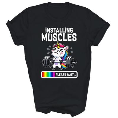 Einhorn Workout Fitnessstudio Gewichtheben Muskelaufbau Unisex Shirt Geschenk