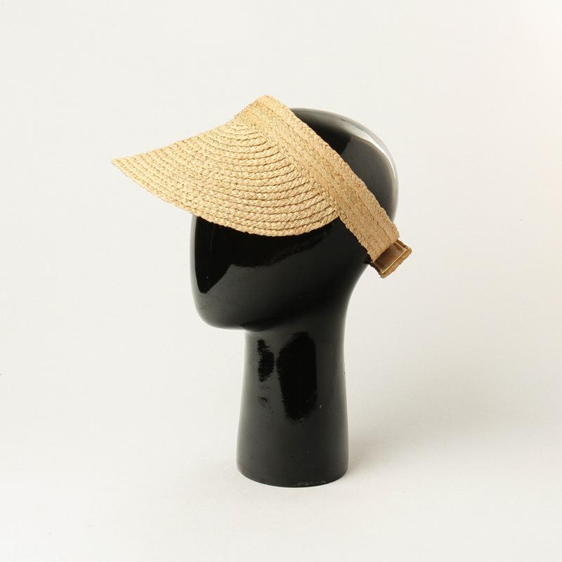 Spring and Summer New Hand-woven Raffia Empty Top Hat Outdoor Cycling Travel Sunscreen Sunshade Straw Duck Tongue Empty Top Hat