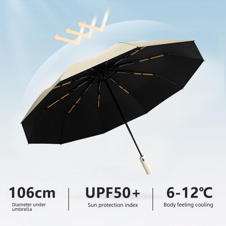 24-Rib Automatic Folding Women's UV Protection Sunshade Umbrella