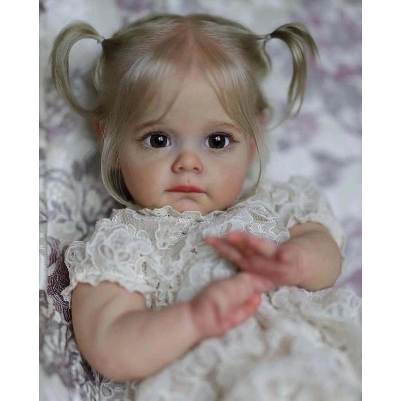 Realistic Silicones Baby Girl Doll 21inch with Flexible Joint for Kids Play Realistic Baby New Borns Asleep Toy Soft