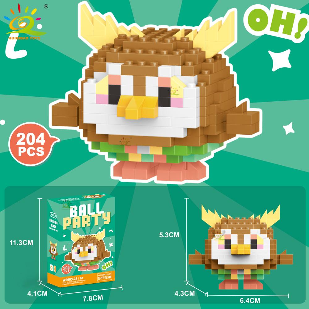 HUIQIBAO Mini Cute Animal Micro Building Blocks 3D Diamond BEE Cat Panda Model Bricks DIY City Construction Toys for Children