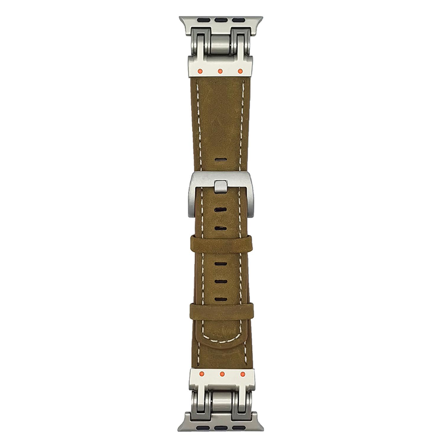 

Leather Watch Band For Apple Watch Series 11 10 42mm/9 8 7 41mm/SE3 SE2 SE 6 5 4 40mm/3 2 1 38mm Crazy Horse Texture Wrist Strap E