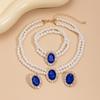 3Pcs/set French Elegant Elegant Multi Layer Imitation Pearl Jewelry Set 2025 Summer Party Wedding Gift Beaded Choker Necklace Earrings Sets for Women