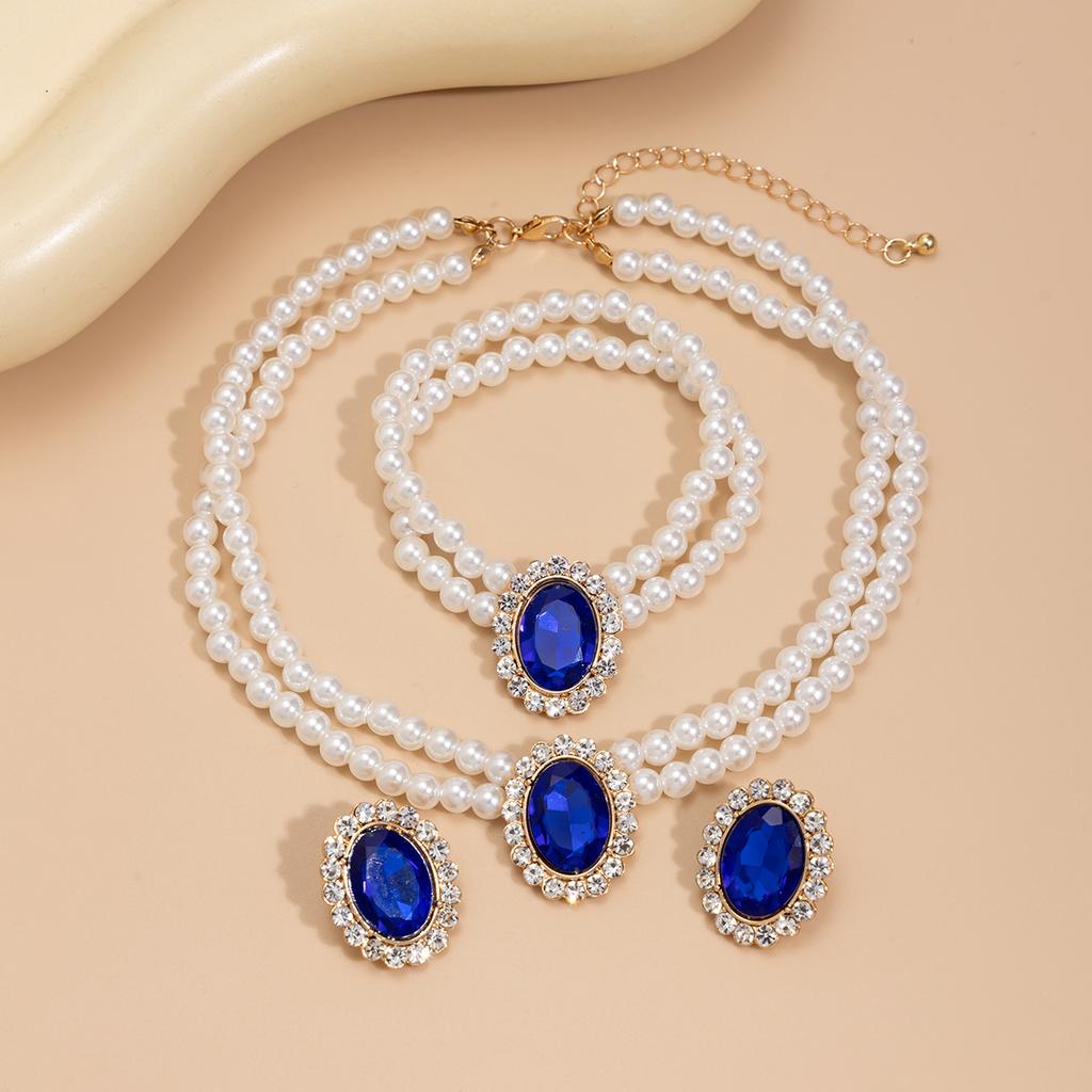 3Pcs/set French Elegant Elegant Multi Layer Imitation Pearl Jewelry Set 2025 Summer Party Wedding Gift Beaded Choker Necklace Earrings Sets for Women