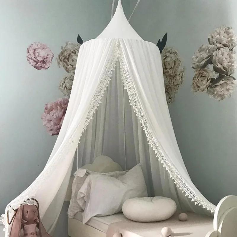Ins Baby Room Decor Mosquito Net Kid Bed Curtain Canopy Round Crib Netting Tent  240cm Bedroom Girl Canopy Cot