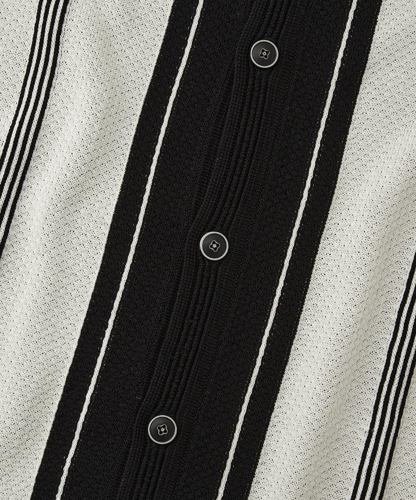 OUTSTANDING Hs Stripe Collar Knit Cardigan_Black/Ivory