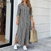 ZANZEA Women Casual Turn Down Collar Long Sleeve Loose Stripe Shirt Dress